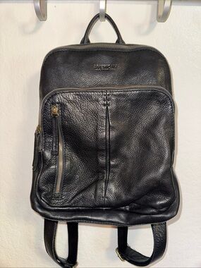 American Leather Co Black Pebbled Genuine Leather Backpack Purse Zip Pockets